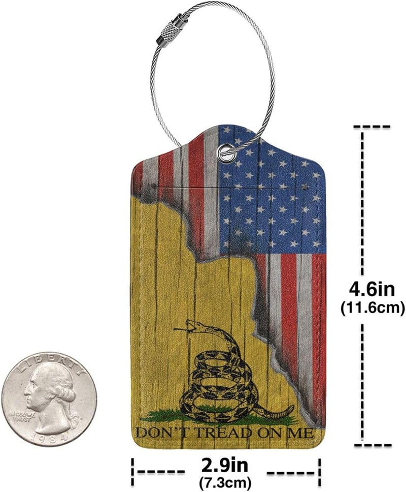 GACCAP 2 Pack Luggage Tags for Suitcase, Privacy Cover ID Label with Stainless Steel and Address Card for Travel Bag Backpack Cruise Ship Essentials Tag Women Men - Don't Tread On Me American Flag - Image 4